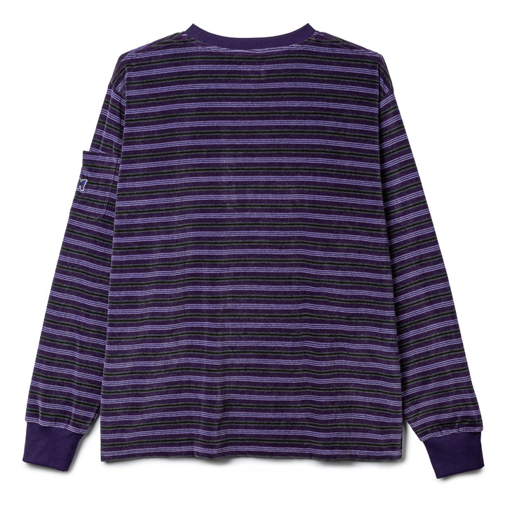 Stripe Velour Crewneck L/S Tee | Purple
