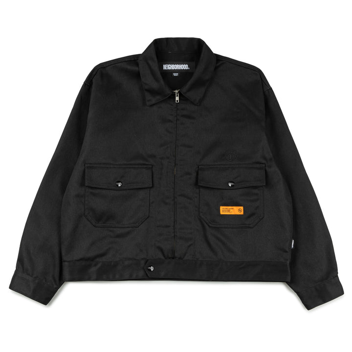 Belted Zip Work Jacket | Black