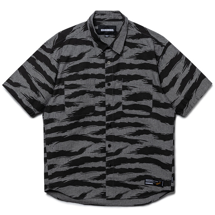 Camo Pattern Chambray Shirt | Black