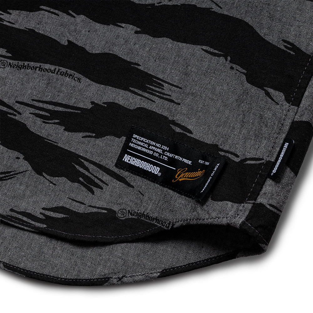 Camo Pattern Chambray Shirt | Black