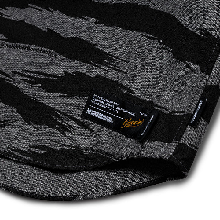 Camo Pattern Chambray Shirt | Black