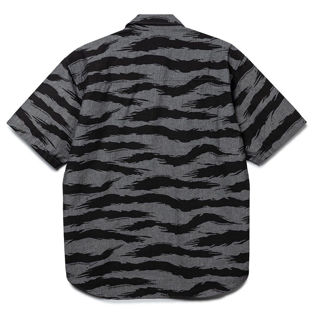 Camo Pattern Chambray Shirt | Black