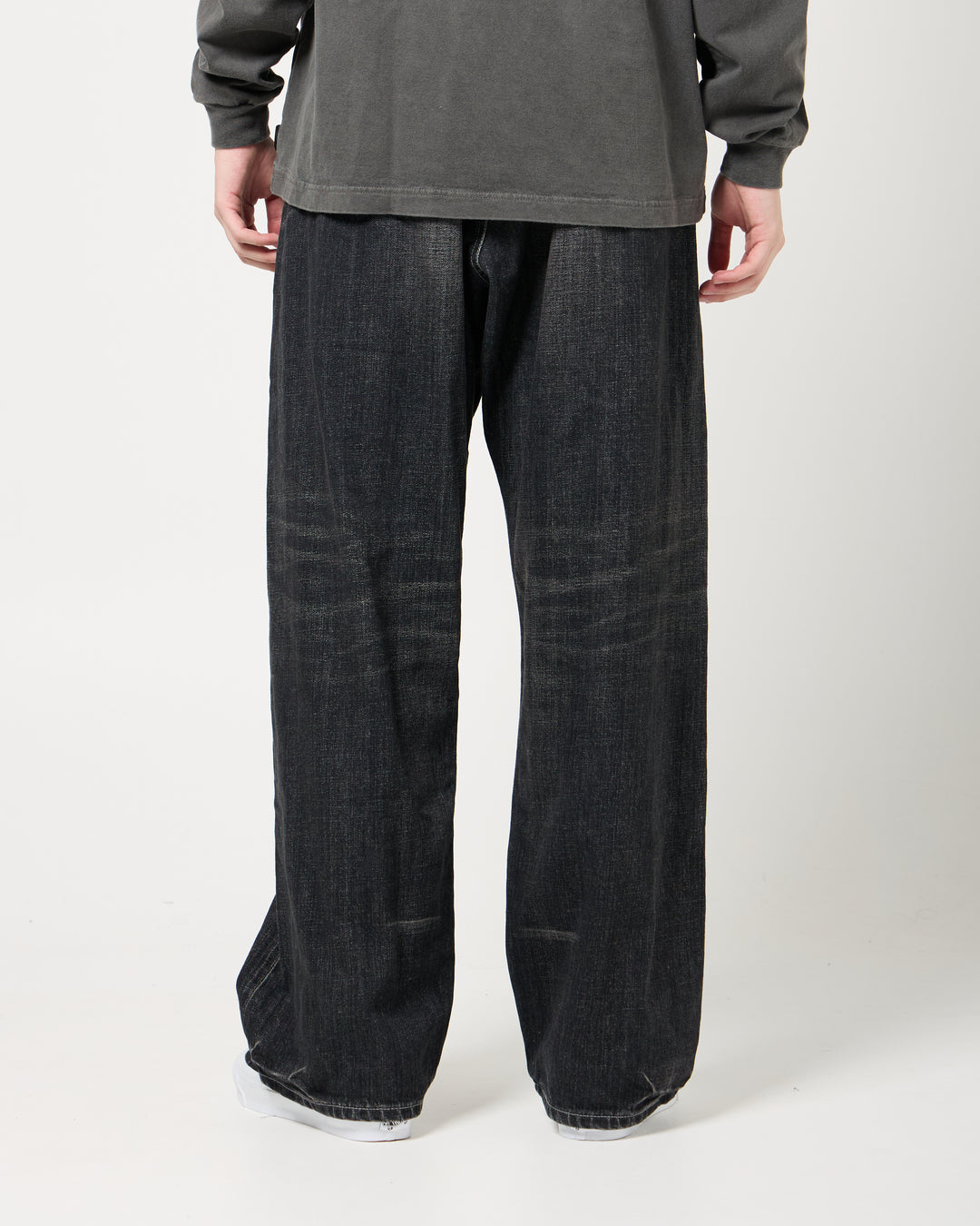 Washed Denim DP Wide Pants | Black