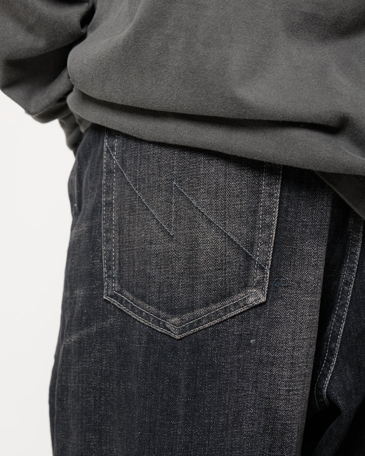 Washed Denim DP Wide Pants | Black