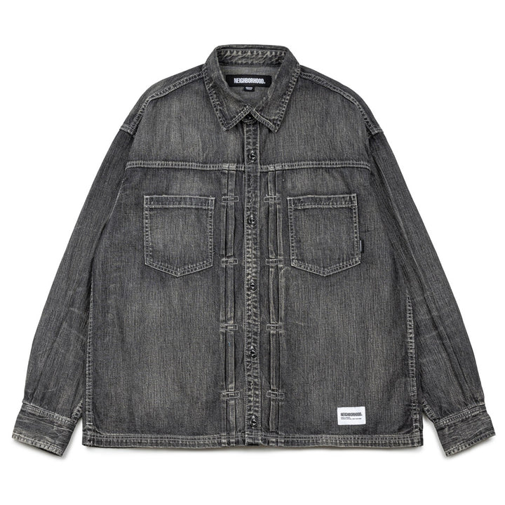 Washed Denim L/S Shirt | Black