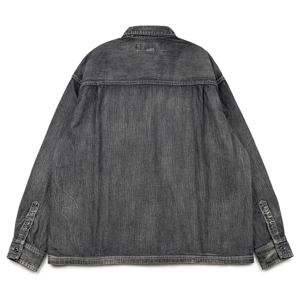 Washed Denim L/S Shirt | Black