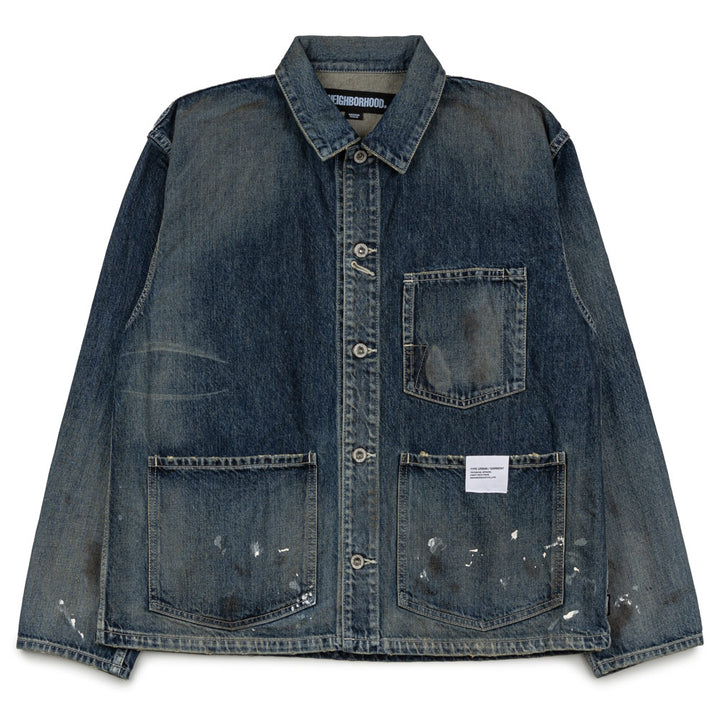 Washed Short Coverall Jacket | Indigo