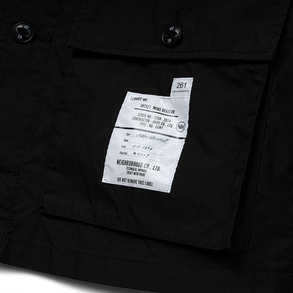Neighborhood No Collar Utility Jacket | Black
