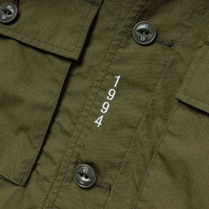 No Collar Utility Jacket | Olive