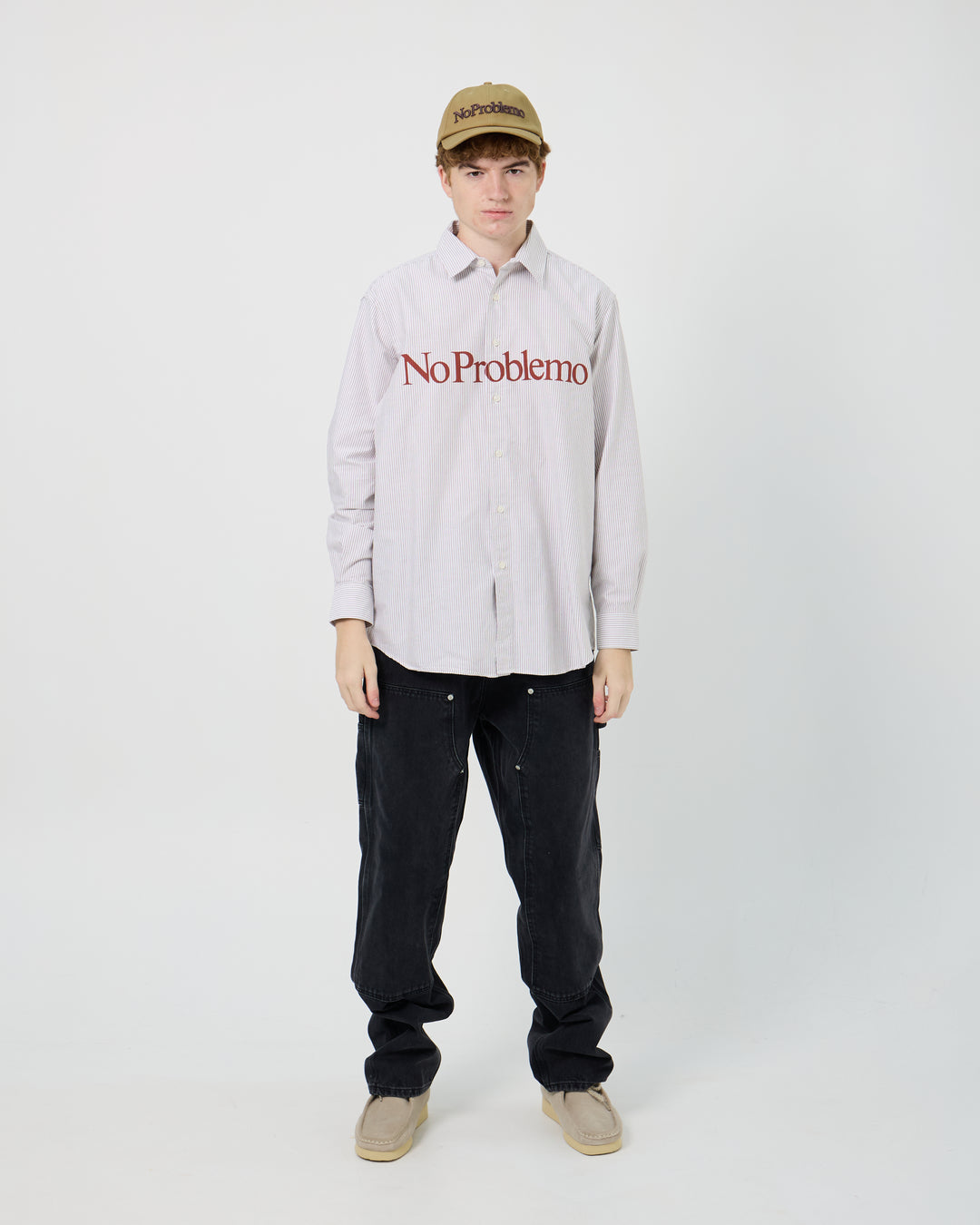 No Problemo Stripe Oxford L/S Shirt | Red