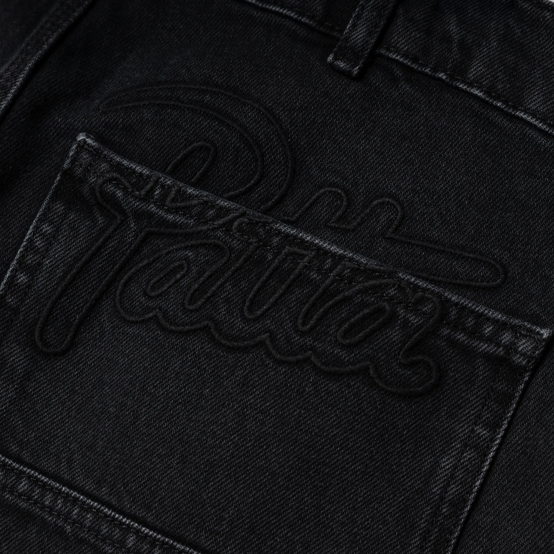 Double Knee Denim Pants | Black Denim