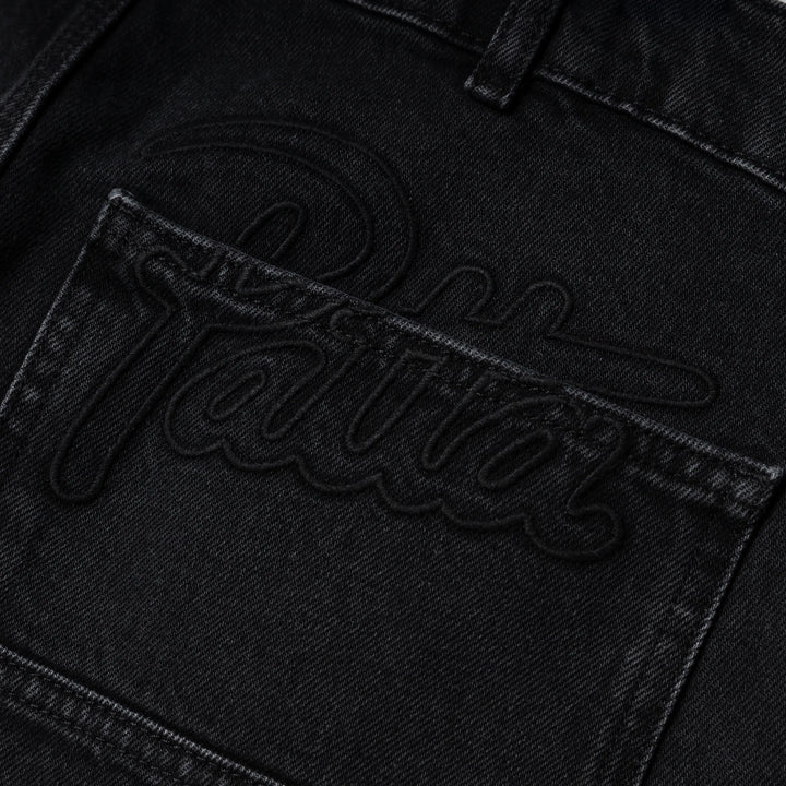 Double Knee Denim Pants | Black Denim