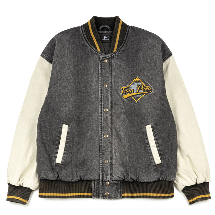 Homerun Denim Varsity Jacket | Black