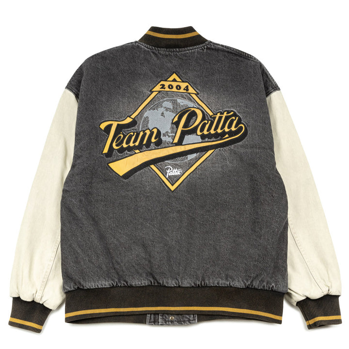 Homerun Denim Varsity Jacket | Black