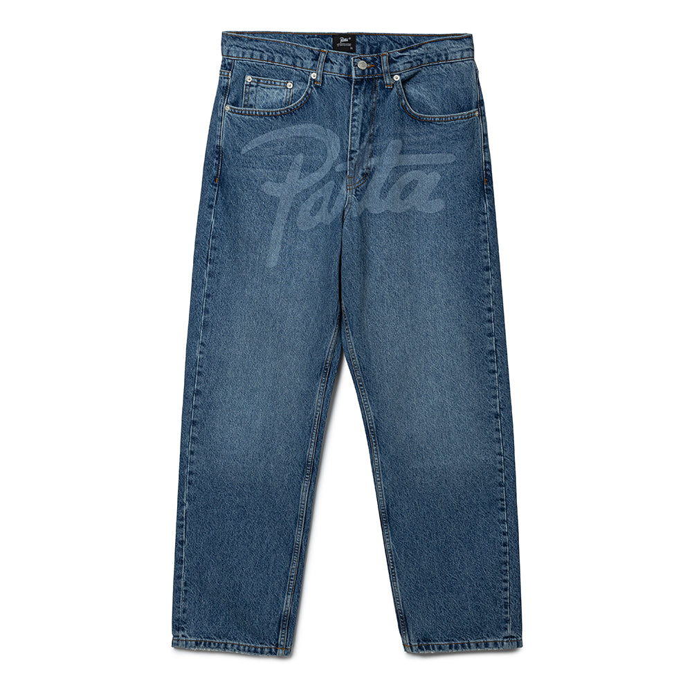 Patta Laserprint Whiskers Denim Pants | Light Blue Denim