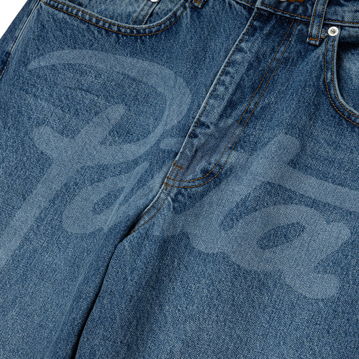 Patta Laserprint Whiskers Denim Pants | Light Blue Denim