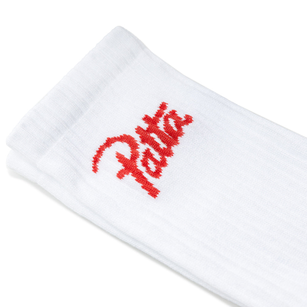 Script Logo Sport Socks | White