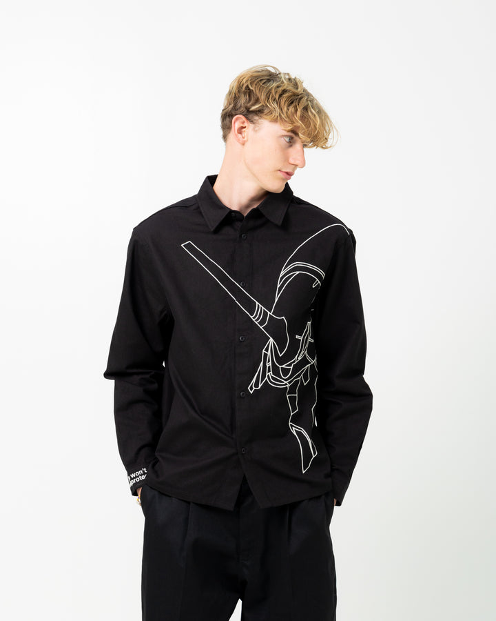 Pleasures x Evangelion Longinus Work Shirt | Black