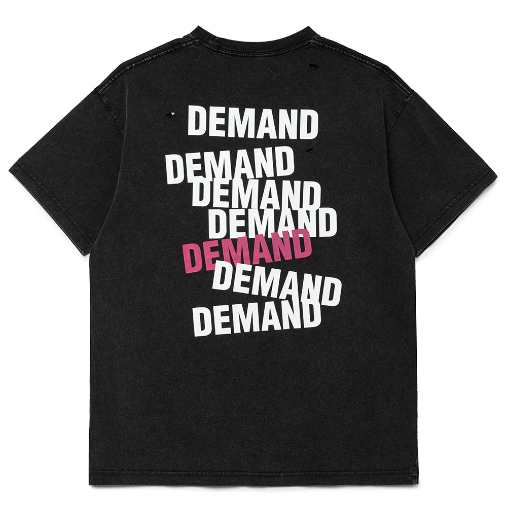 Seasonal Graphic Demand Distress Tee | Black