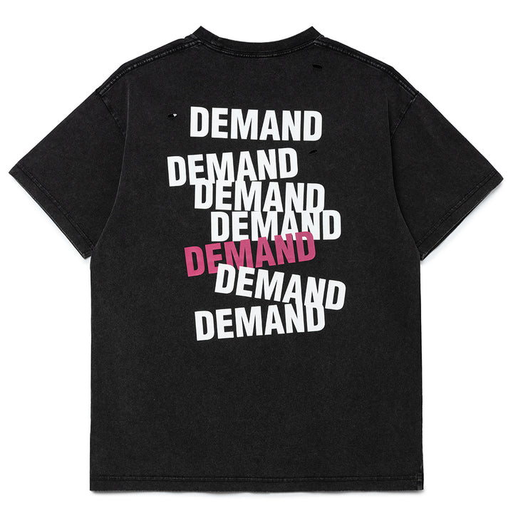 Seasonal Graphic Demand Distress Tee | Black