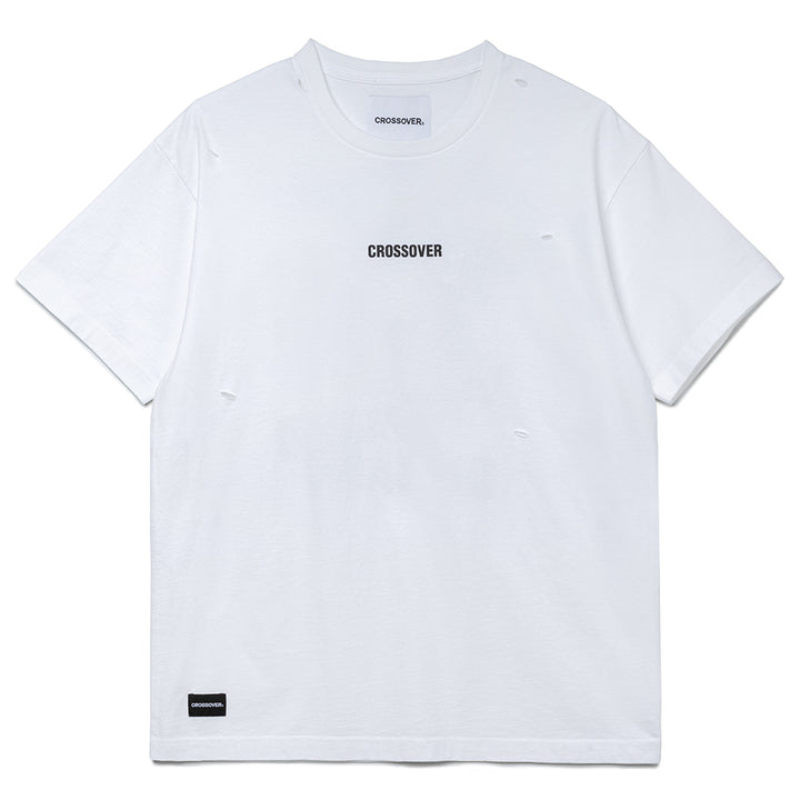 Seasonal Graphic Demand Distress Tee | White