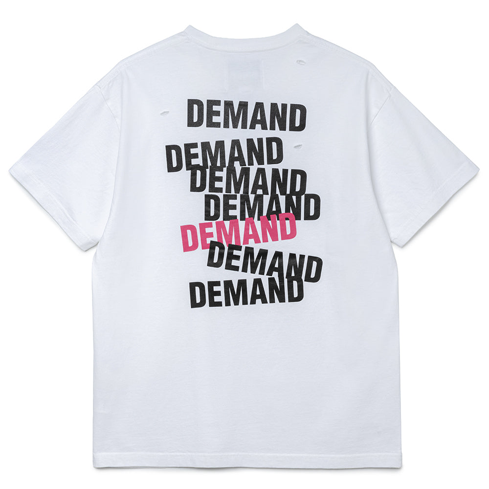 Seasonal Graphic Demand Distress Tee | White