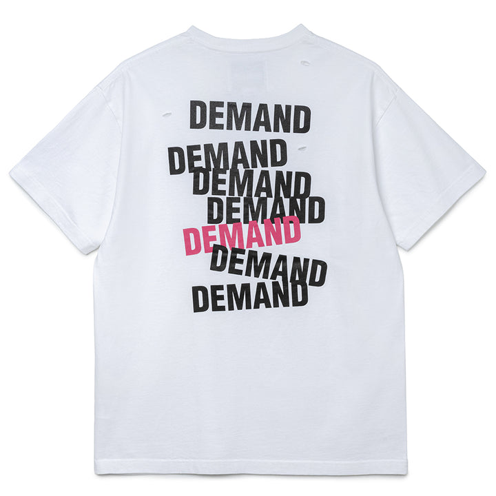 Seasonal Graphic Demand Distress Tee | White