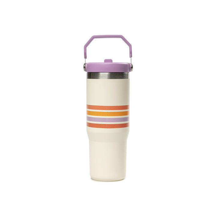 Varsity Iceflow™ Flip Straw Tumbler 30oz | Cream Lilac Stripe