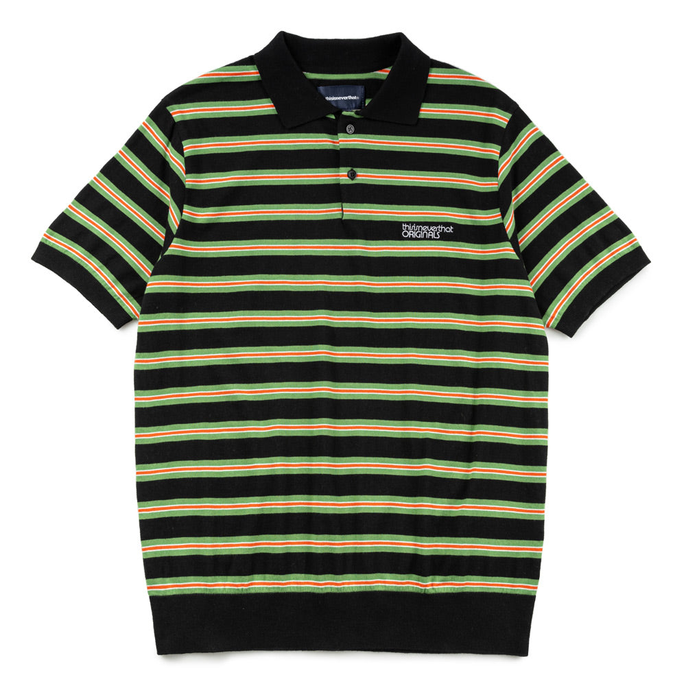 thisisneverthat Striped Knit Polo | Black