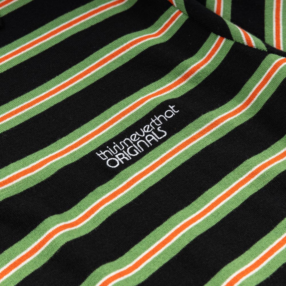 Striped Knit Polo | Black