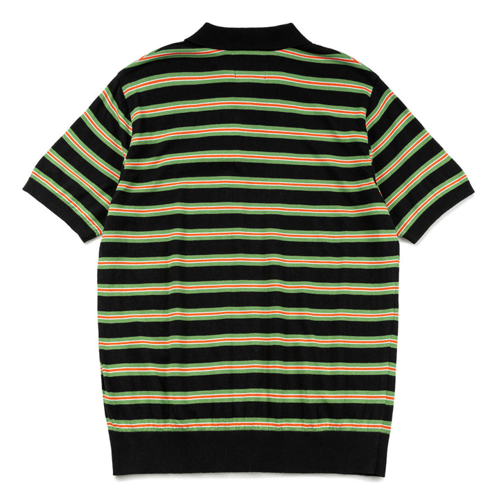 Striped Knit Polo | Black