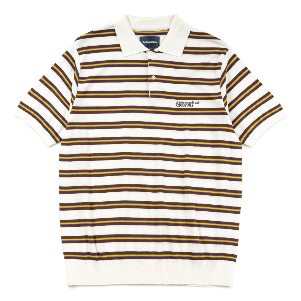 thisisneverthat Striped Knit Polo | Ivory