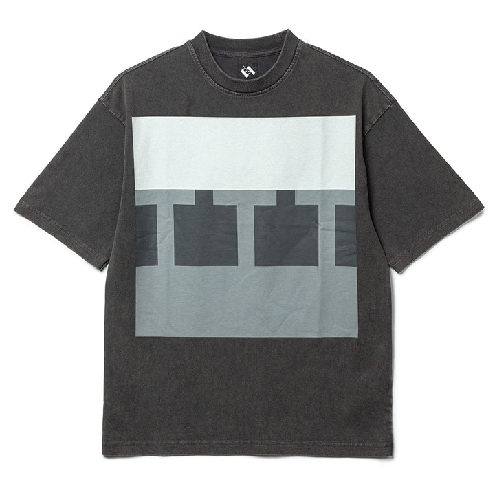 Block Tee | Black Acid Wash