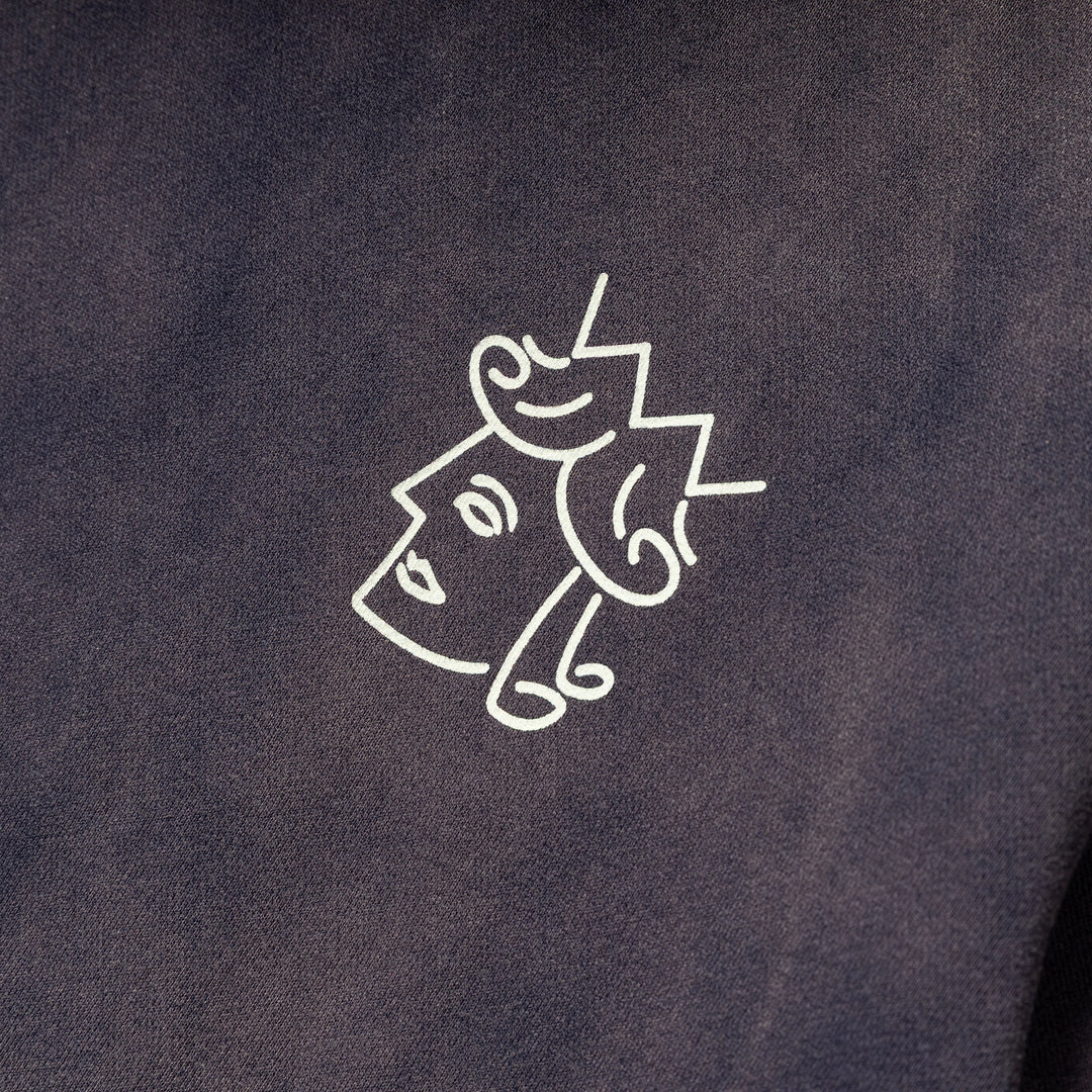 Sun Faded Queenhead Logo Tee | Navy