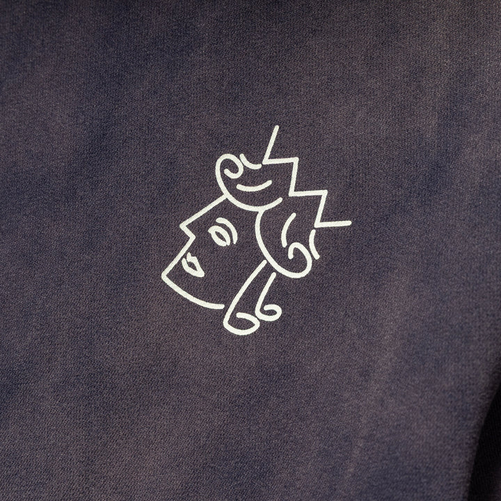 Sun Faded Queenhead Logo Tee | Navy