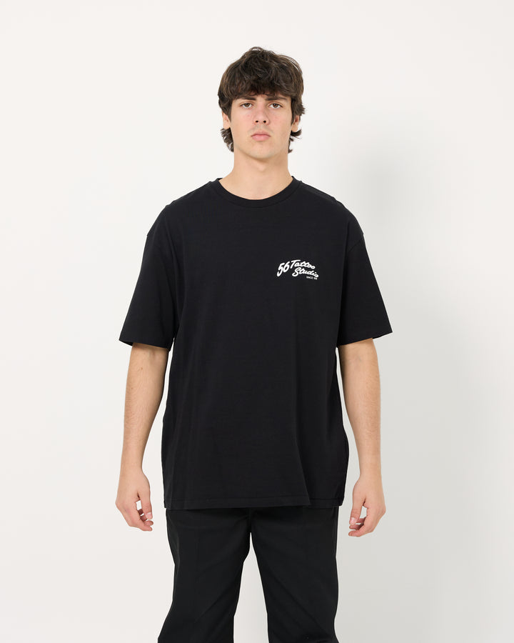 56 Tattoo Studio Washed Heavy Weight Tee | Black