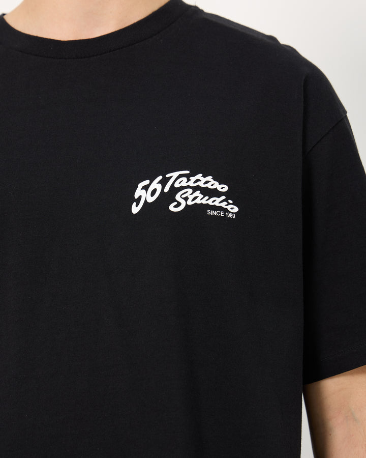 56 Tattoo Studio Washed Heavy Weight Tee | Black