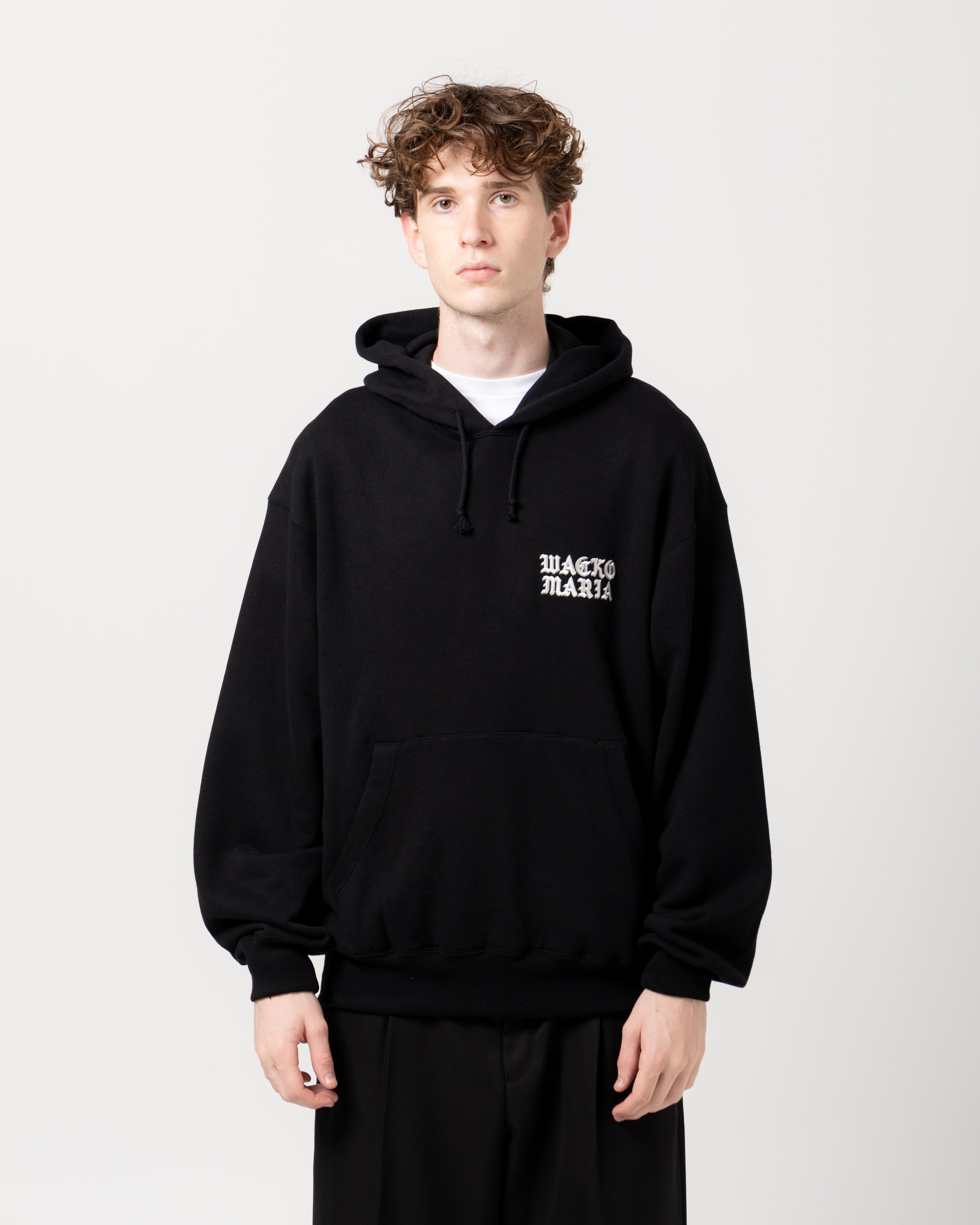 Wacko Maria Middle Weight Pullover Hooded Sweatshirt | Black