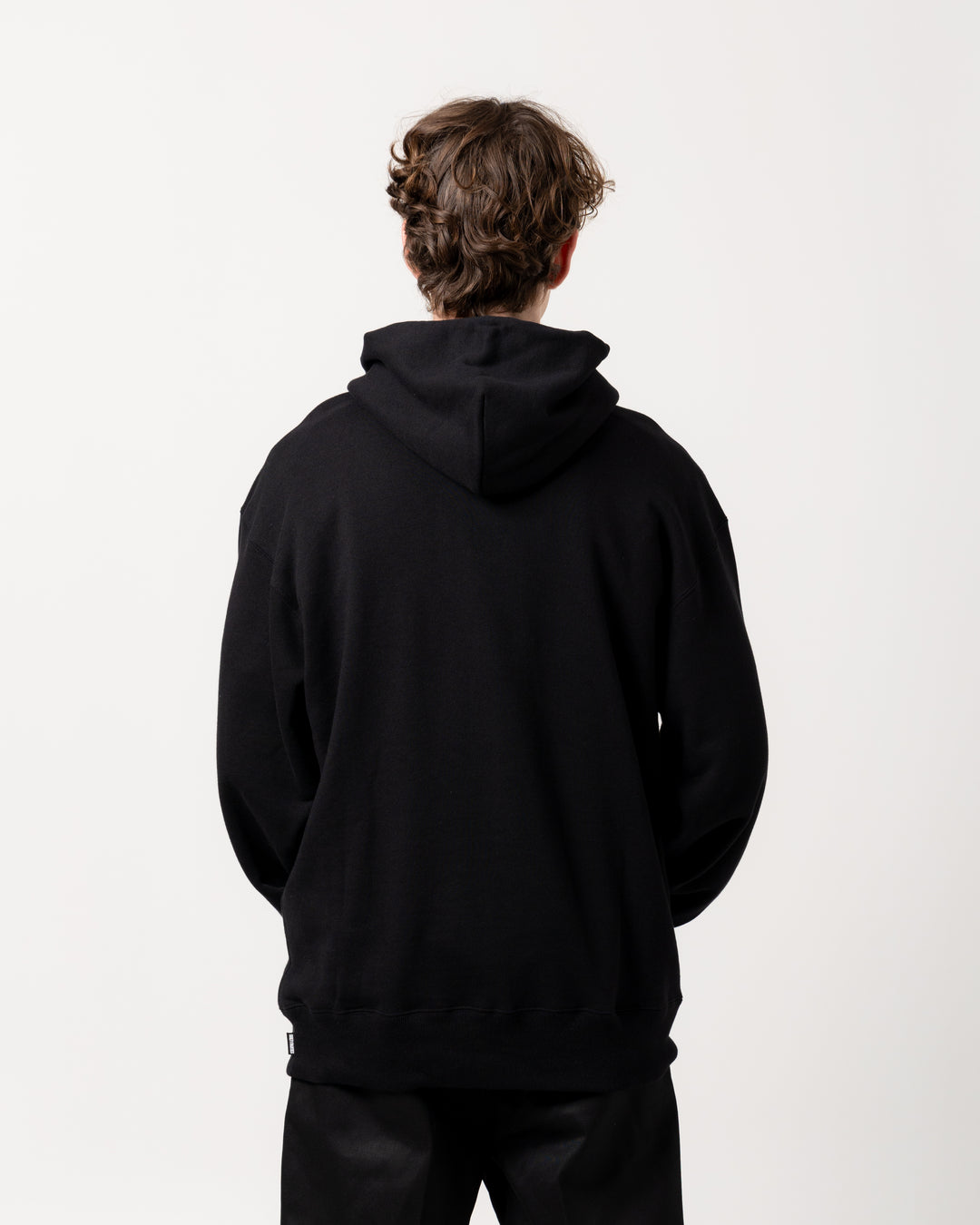 Middle Weight Pullover Hooded Sweatshirt | Black