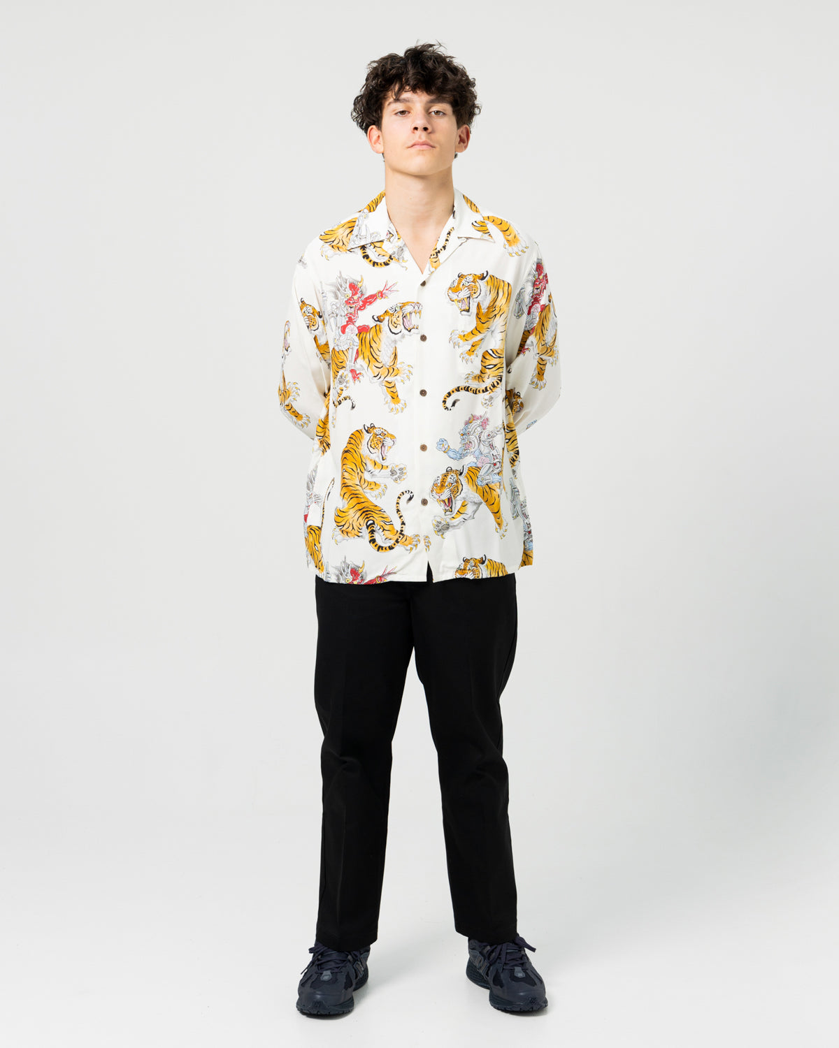 Wacko Maria x Tim Lehi Hawaiian L/S Shirt | Black