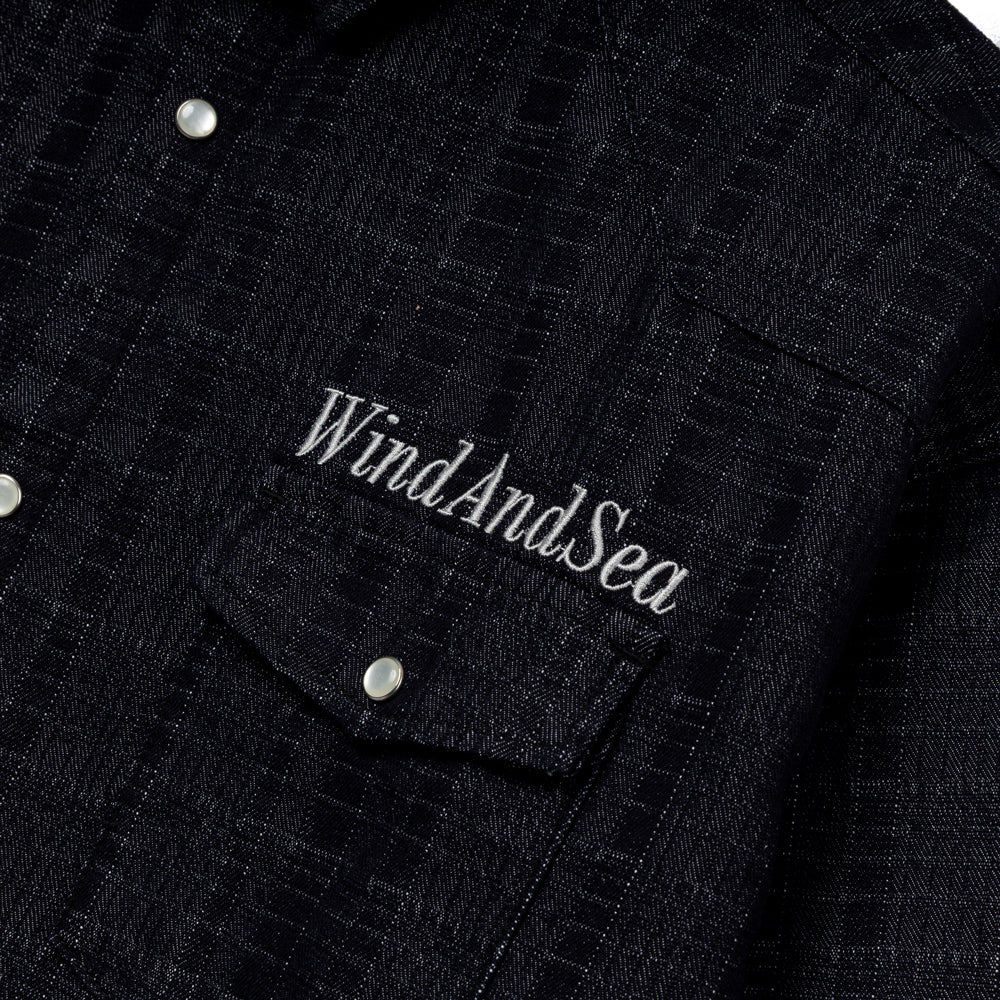 Plaid Pattern Denim L/S Shirt | Indigo