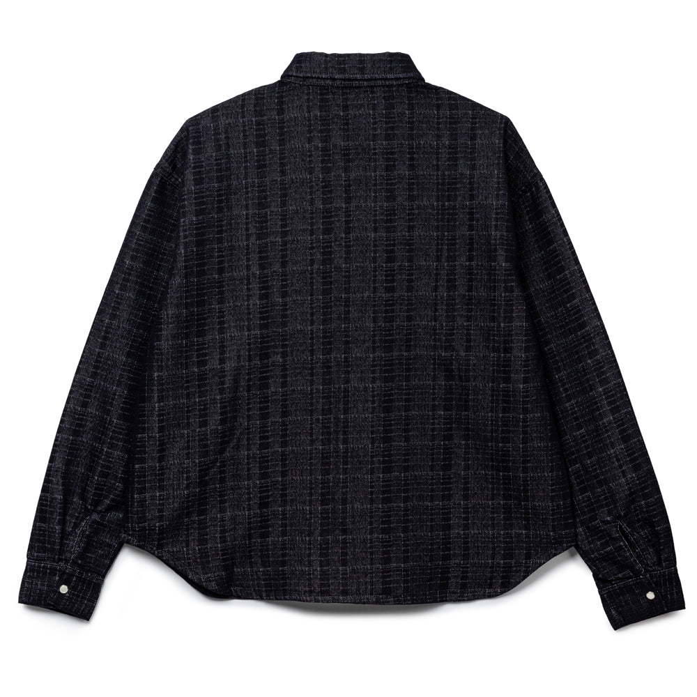 Plaid Pattern Denim L/S Shirt | Indigo