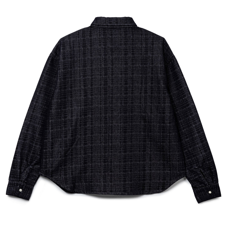 Plaid Pattern Denim L/S Shirt | Indigo