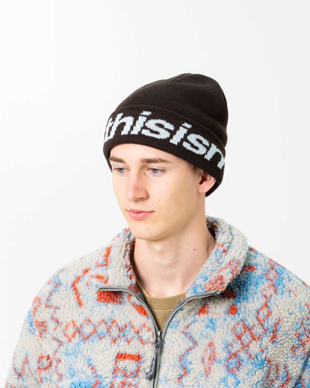 HSP-Logo Big Cuff Beanie | Brown