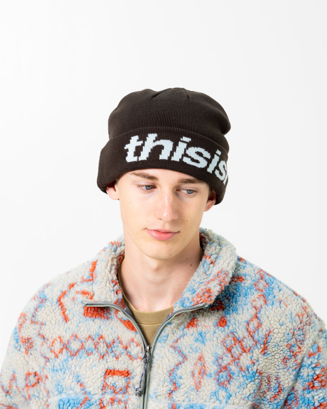 HSP-Logo Big Cuff Beanie | Brown