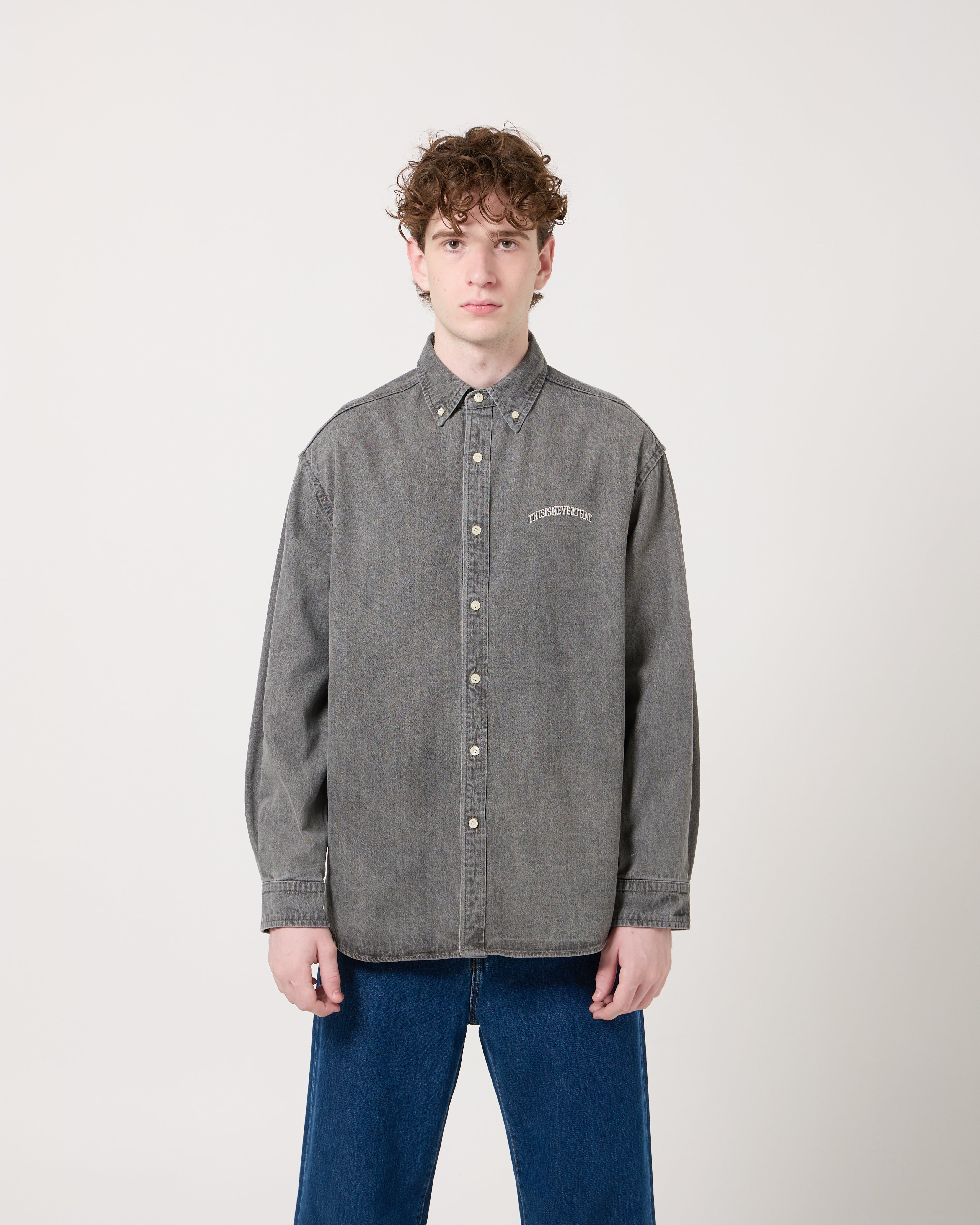 thisisneverthat Washed Denim L/S Shirt | Grey