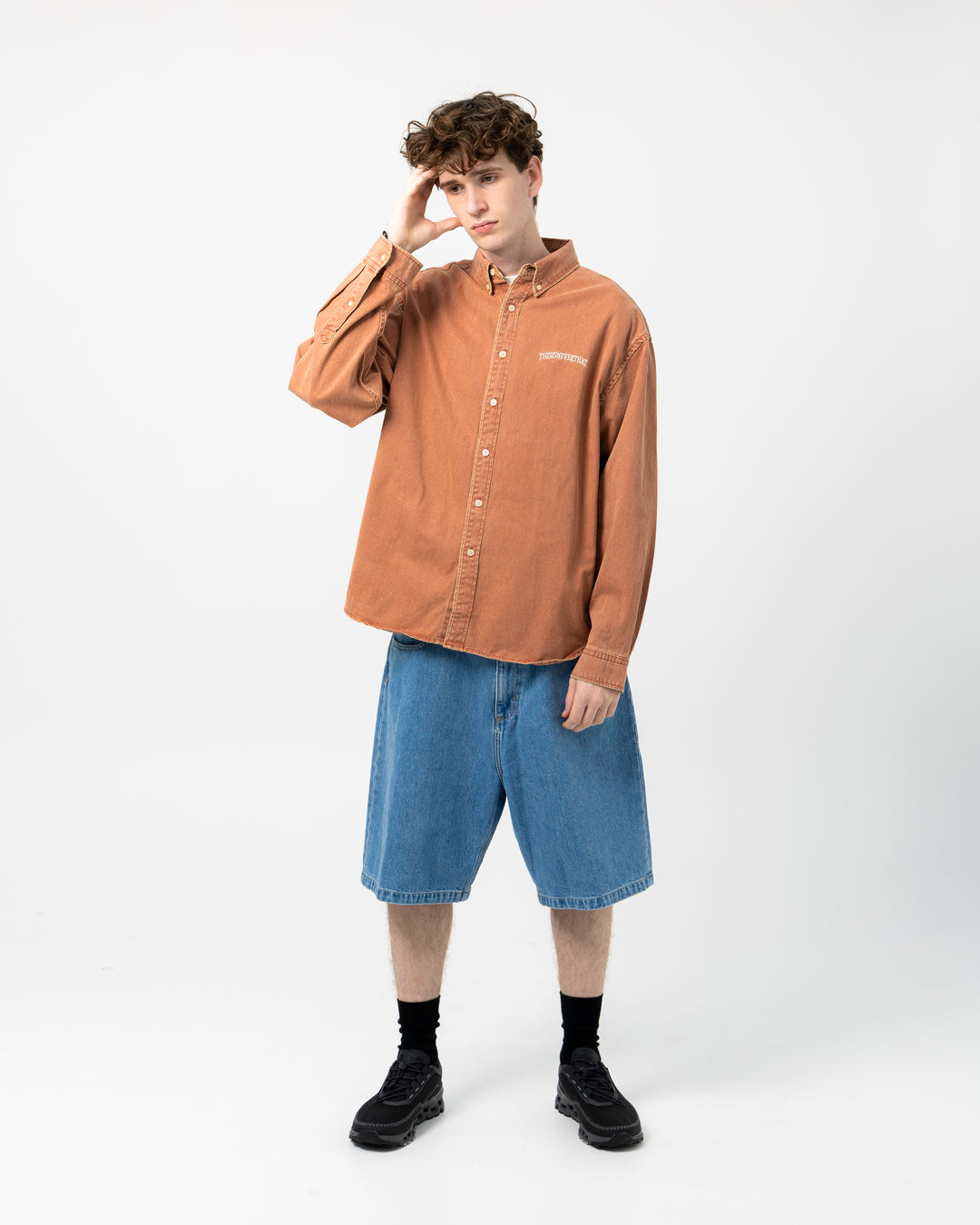 Washed Denim L/S Shirt | Orange