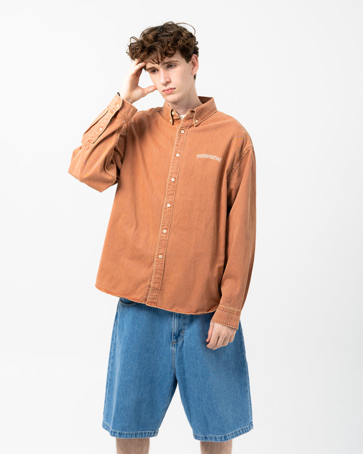 Washed Denim L/S Shirt | Orange