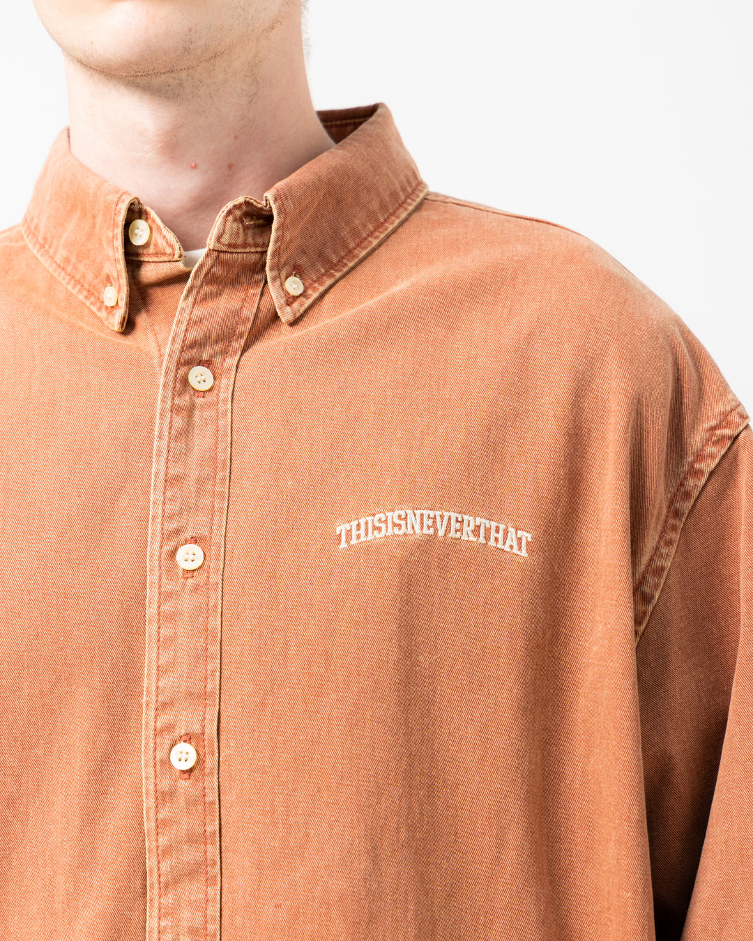 Washed Denim L/S Shirt | Orange