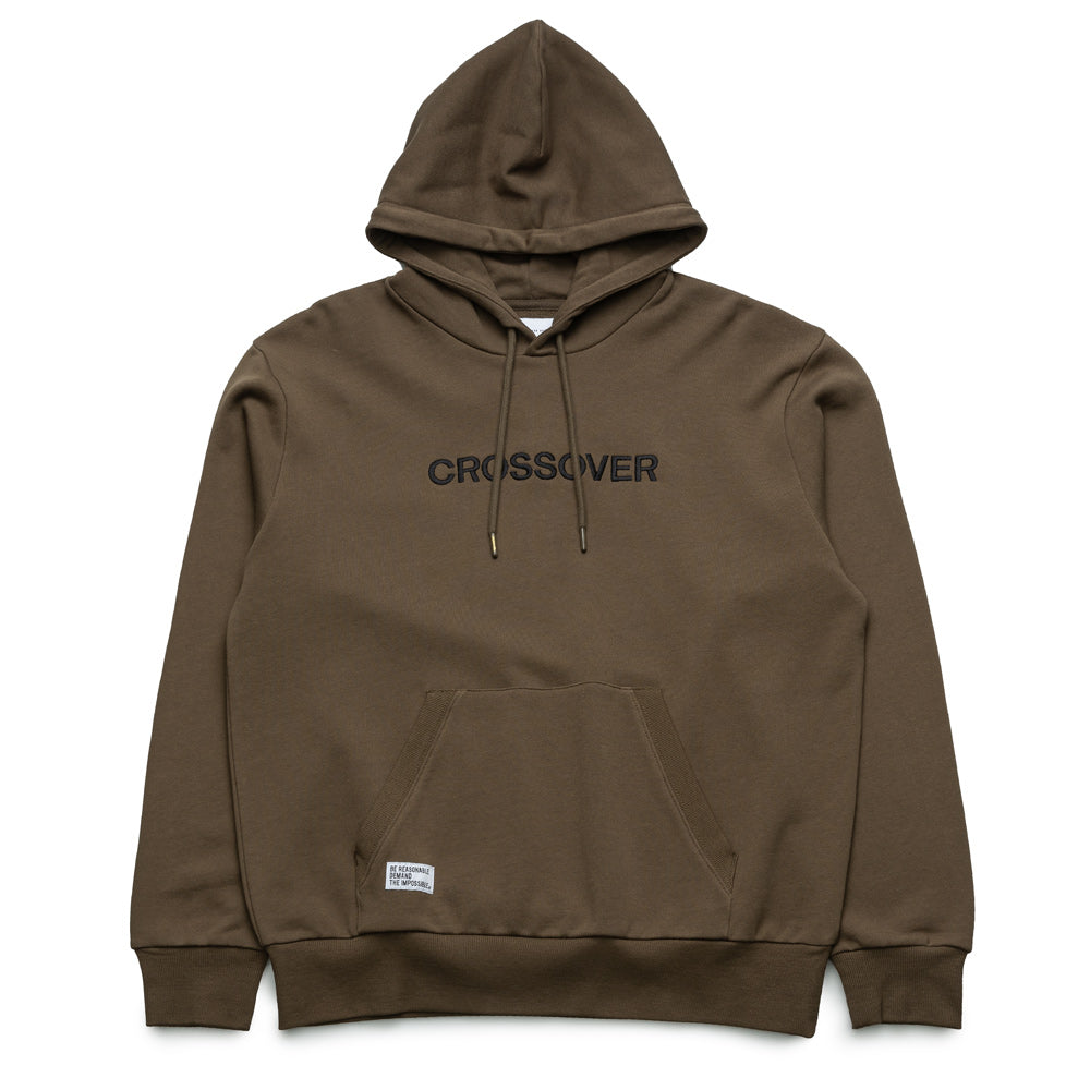 Crossover Consumption Embroidery Hoodies | Olive - CROSSOVER